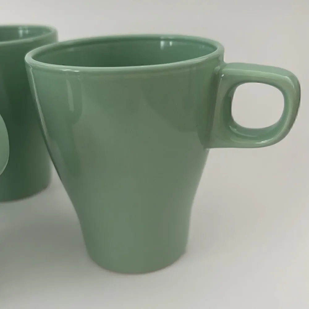 IKEA Fargrik Ceramic Coffee Tea Mugs Set of 4 Light Green Stackable